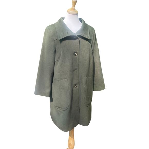 Kristen Blake Studio Collection Lambswool Blend Olive Coat - Size 14W - Picture 1 of 16